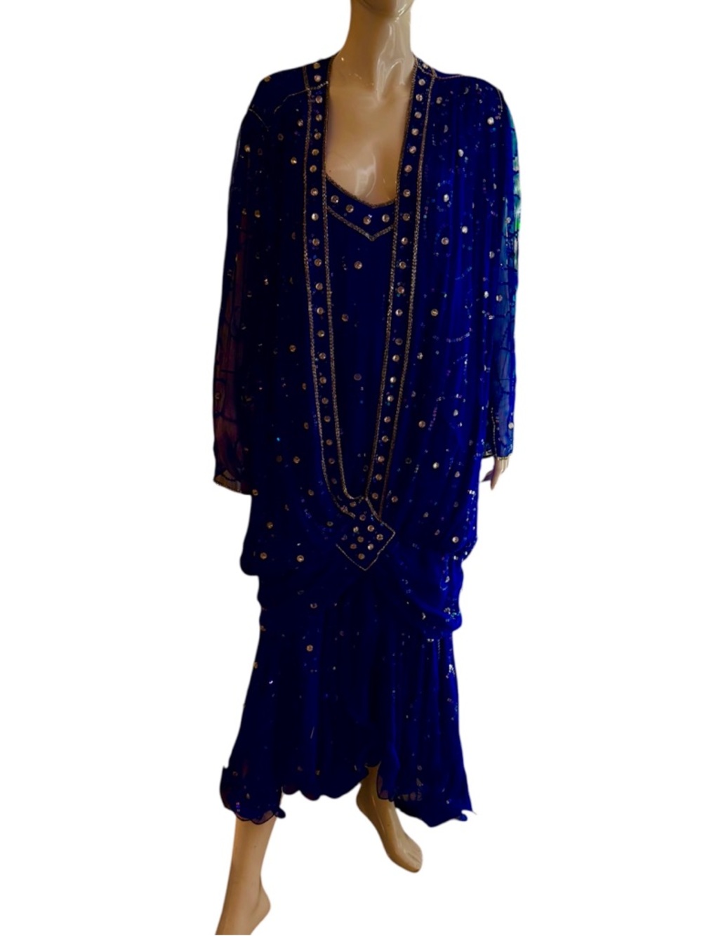 Judith Ann Blue Silk Evening Gown
